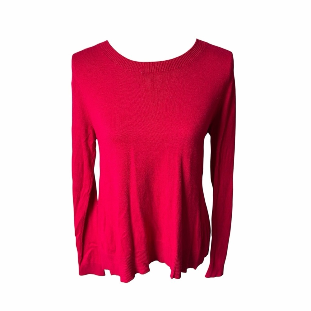 New York & Company Vibrant Red Long Sleeve Top | Women’s Size S | Stretch Knit